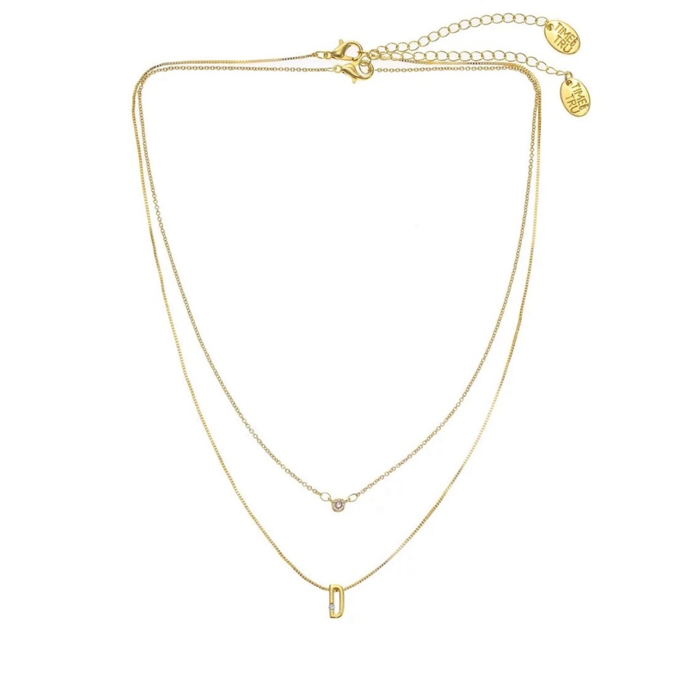 NWT Goldtone Initial Letter "D" Necklace Set for Women, 2 Piece Set